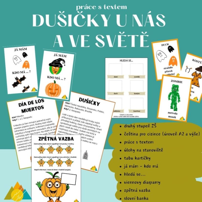 Dušičky u nás a ve světě (práce s textem, jazykové hry, Viennovy diagramy)
