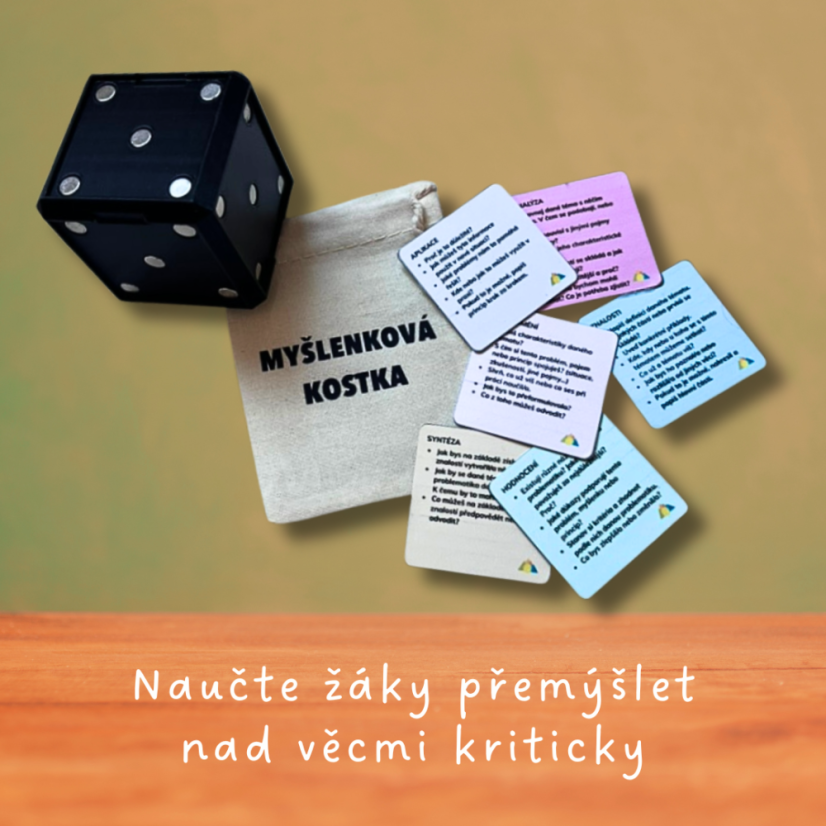 Myšlenková kostka - Varianta produktu: sada kostka + plíšky, Typ polepu plíšků: oboustranný (dva jazyky), Jazyk: česky + anglicky